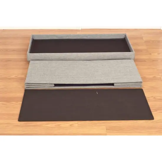 Simplify 30" Faux Linen Double Folding Storage Ottoman Gray {9}