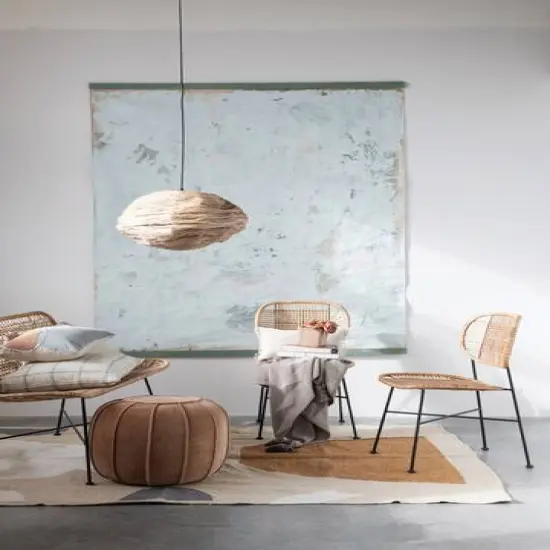 Hello Honey® 15" Round Collapsible Banana Fiber Modern Hanging Pendant Lamp {5}