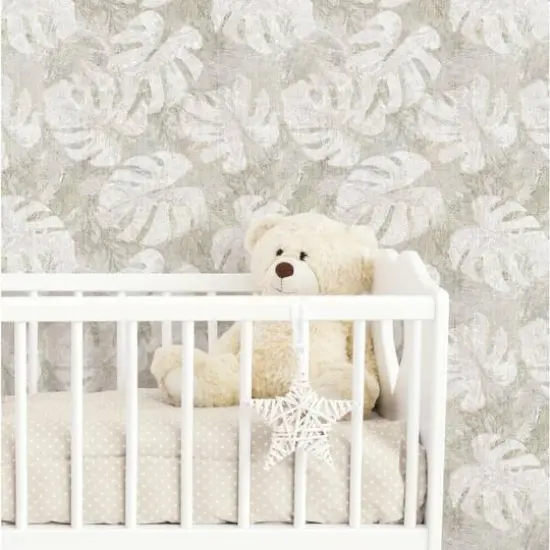 RoomMates Jungle Leaf Canopy Peel & Stick Wallpaper White/Taupe {6}
