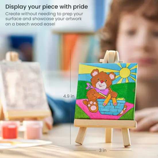 Arteza&reg; Kids Canvas Paint Kit, 4 Mini Canvas- 3 x 3 with Easel, Nature {5}
