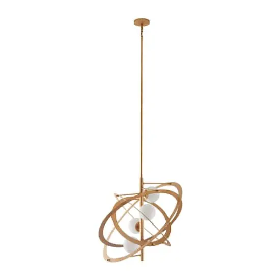 Gold Metal 4 Light Chandelier with Suspension Rod 30" x 30" x 70" {1}