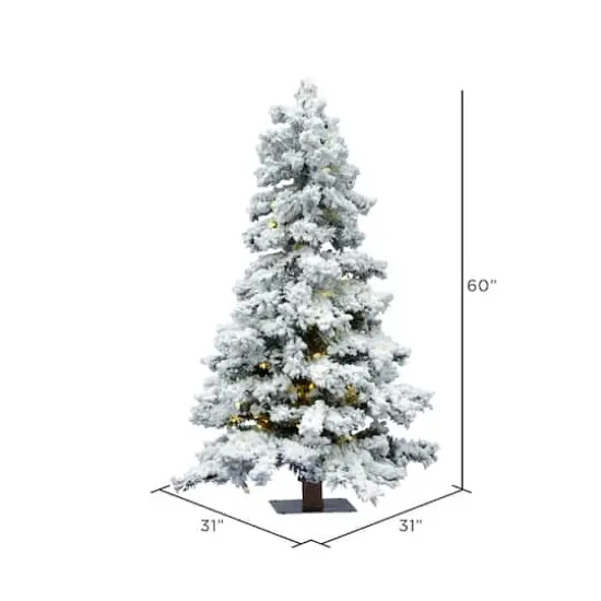 5ft. Pre-Lit Flocked Spruce Artificial Christmas Tree, Warm White Dura-Lit&reg; LED Lights {5}