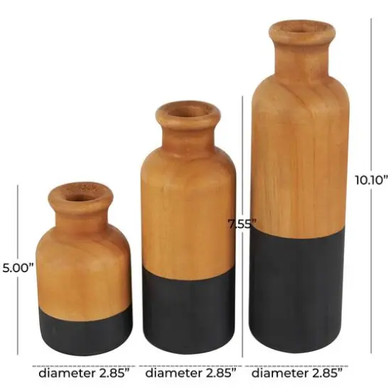 Brown & Black Wood Vase Set {7}