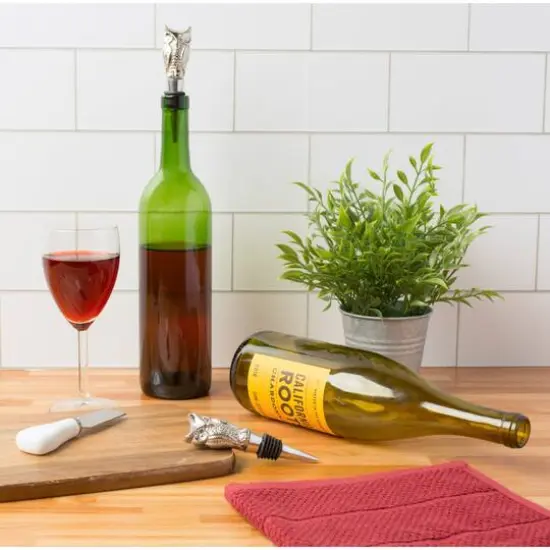 Silver Owl Bottle Stopper Set {5}