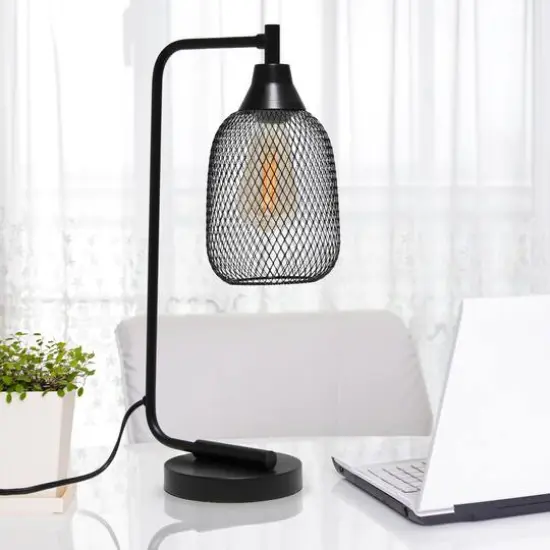 Lalia Home 19" Industrial Mesh Desk Lamp Black {5}