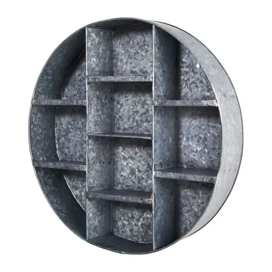 18" Galvanized Round Metal Wall Mounted Shelf System {4}
