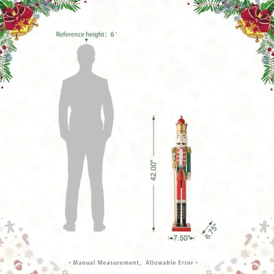 Glitzhome&reg; 42" Wooden Christmas King Nutcracker {9}