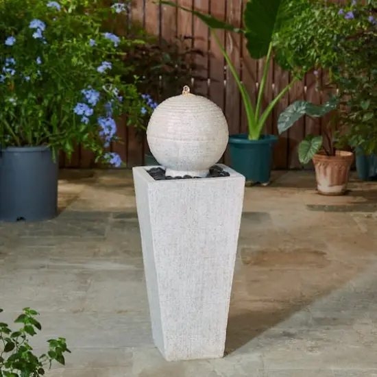 Glitzhome® 32" Rippling Floating Sphere Outdoor Fountain with LED Light {4}