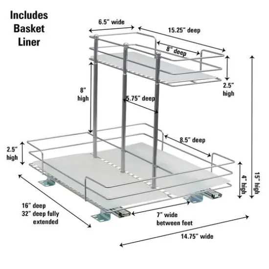 Household Essentials Glidez Double-Sided 2-Tier Organizer Silver {5}