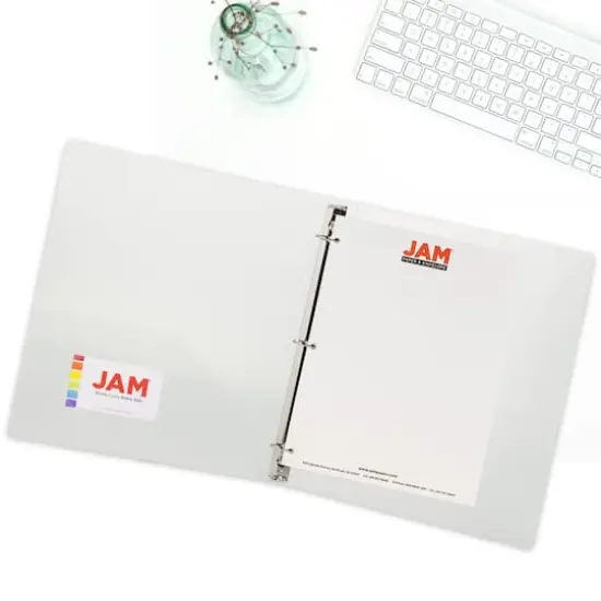 JAM Paper Glass Twill Plastic 3-Ring Binder Clear {7}