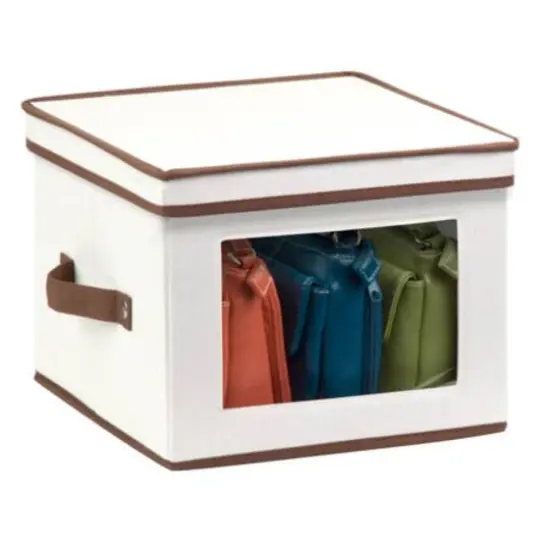 Honey Can Do 12" Canvas Square Stemware and More Storage Box with Lid Natural {6}