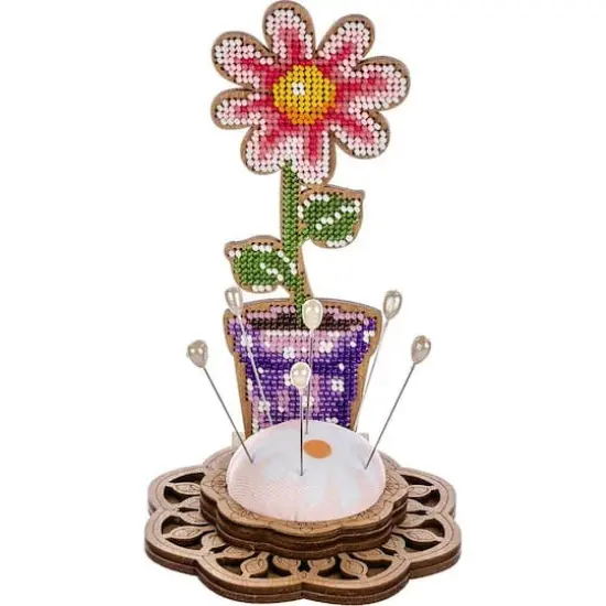 Wonderland Crafts Potted Flower Bead Embroidery on Wood Kit {1}