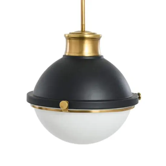 Hello Honey&reg; Robert Stevenson Lighting Cameron Two-Tone Metal & Frosted Glass Ceiling Light Matte Black {1}