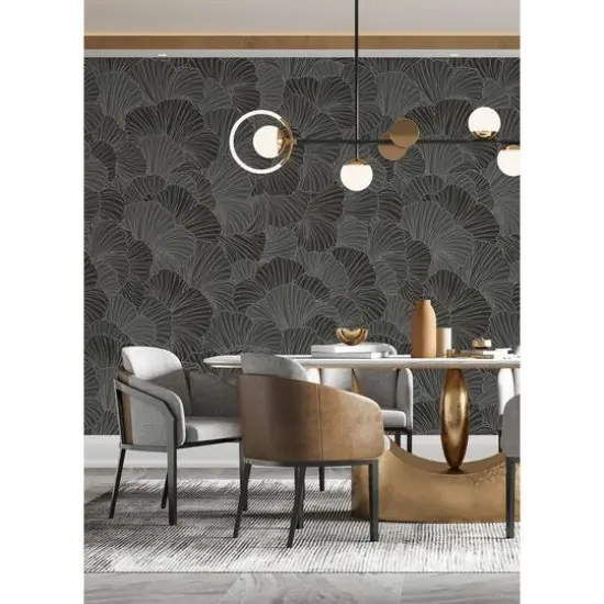 Katie Hunt Charcoal Gray Petals Wall Mural {7}