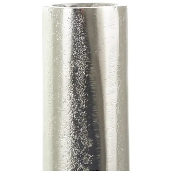 16" Silver Linear Etched Aluminum Circular Vase {6}
