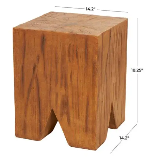 18" Brown Block Outdoor Accent Table {9}