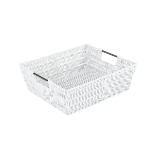 Simplify White Shelf Storage Rattan Tote Basket {8}