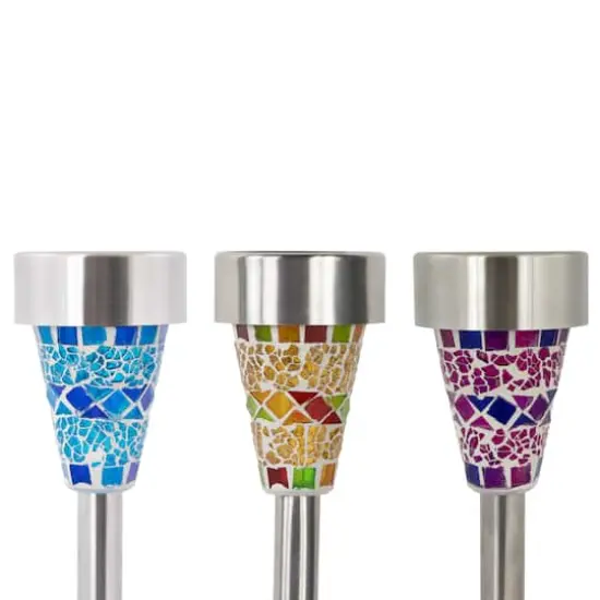 Mosaic Stained Glass Solar LED Pathway Lights Set {5}