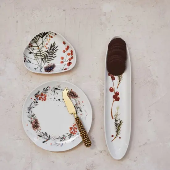 Hello Honey&reg; 14" Multicolor Oval Stoneware Dish with Seasonal Botanicals {3}