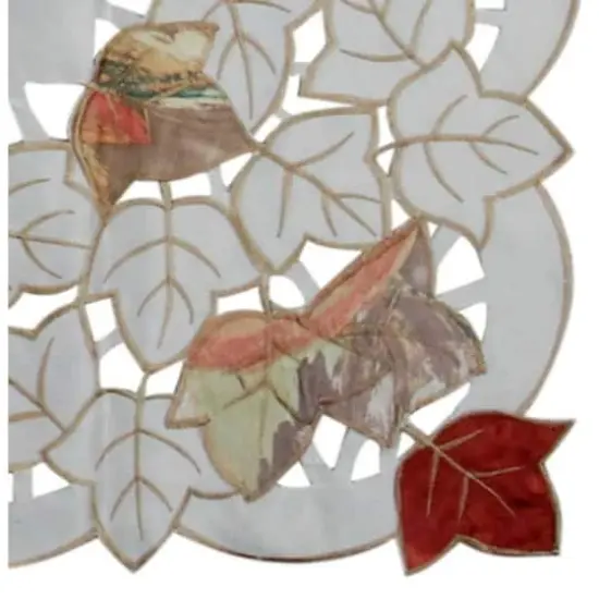Autumn Elegance Embroidered Leaf Table Topper {3}