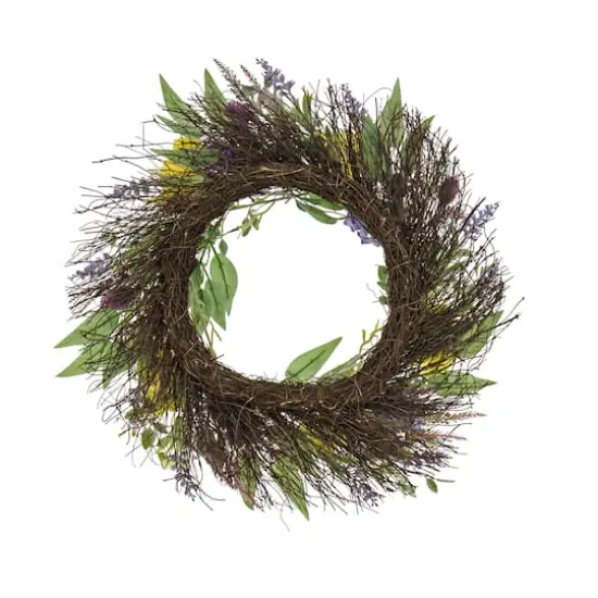 22" Pansy & Lavender Wreath {5}