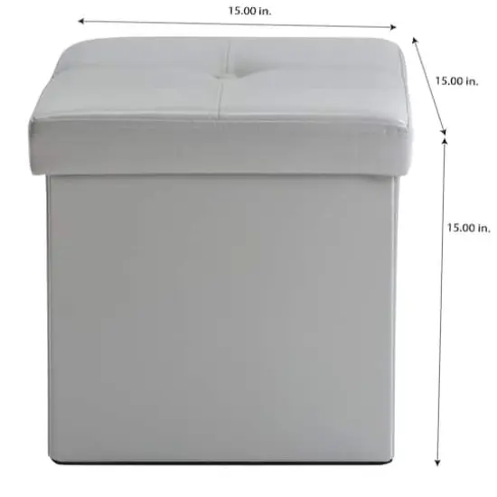 Simplify Faux Leather Folding Storage Ottoman Cube Gray {6}