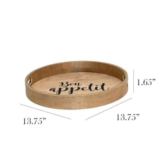 Elegant Designs&trade; 13.8" Round Bon Appetit Serving Tray with Handles {3}