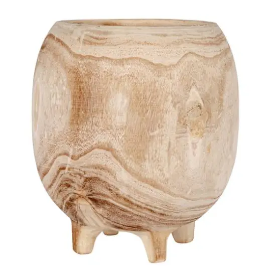 Hello Honey&reg; 11.5" Tall Paulownia Wood Footed Planter {7}