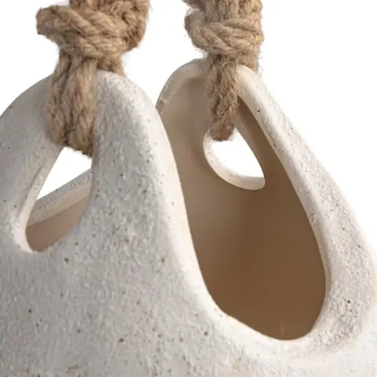 Hello Honey&reg; 9.5" White Distressed Volcano Finish Hanging Stoneware Planter with Jute Rope Hanger {11}