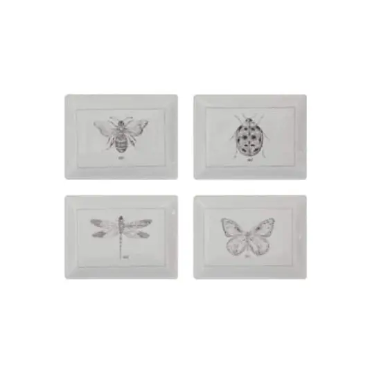 Hello Honey&reg; 4" x 3" Rectangle Ceramic Dishes with Insect Images Set {1}