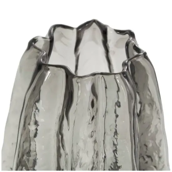 12" Black Ombre Wavy Abstract Glass Vase {4}