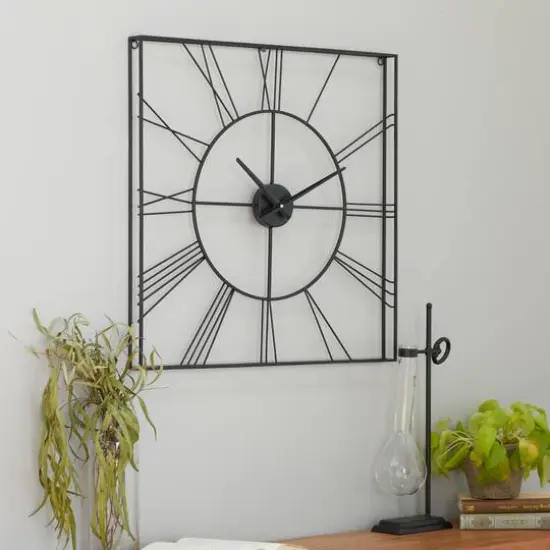 CosmoLiving by Cosmopolitan 24" Metal Square Wall Clock Black {3}