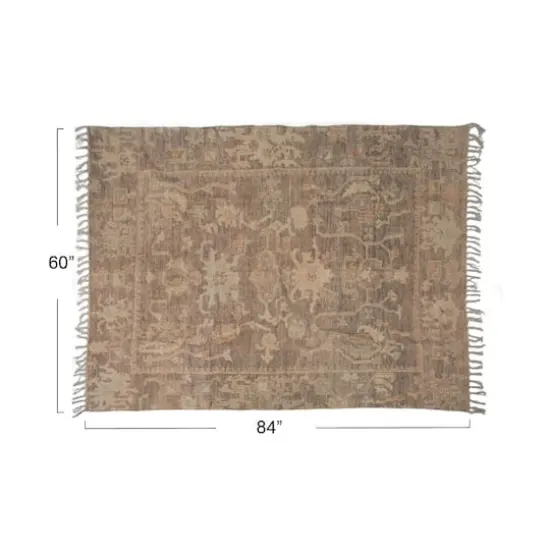 Hello Honey&reg; 5ft. x 7ft. Brown Cotton Chenille Distressed Print Rug with Fringe {5}