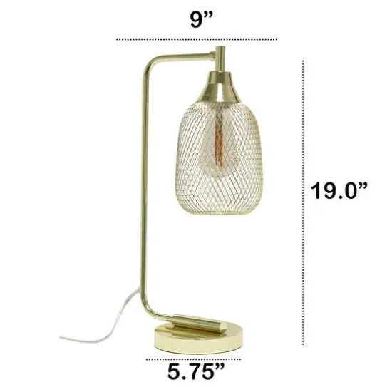 Lalia Home 19" Industrial Mesh Desk Lamp Gold {4}