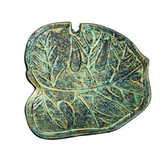 10" Green Leaf Shaped Decorative Accent Tray {1}