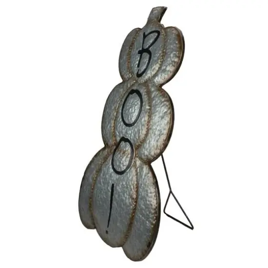 28' Silver & Brown Metal Pumpkin Halloween Decoration {3}