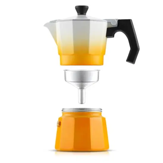 JoyJolt&reg; Italian Moka Pot 3 Cup Stovetop Aluminum Espresso Maker Orange {5}