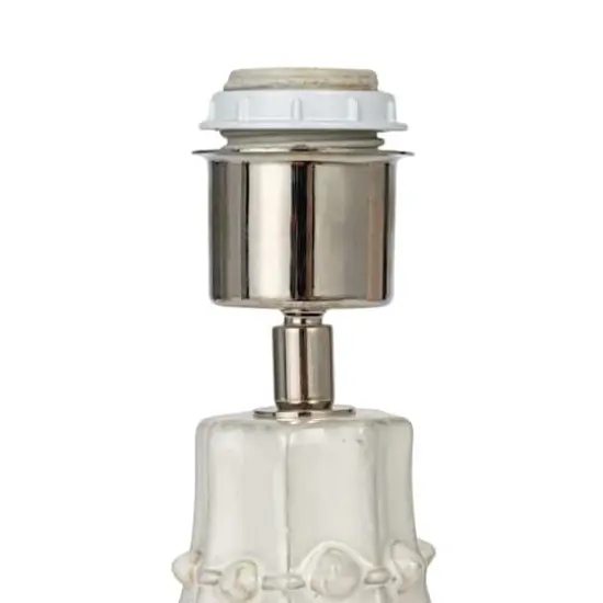 Hello Honey&reg; 18.5" White Stoneware Hobnail Fluted Table Lamp with Linen Shade & Inline Switch {7}