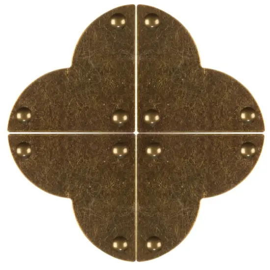 Dritz&reg; Home Small Antique Brass Smooth Quatrefoil Corners, 3 Pack {4}