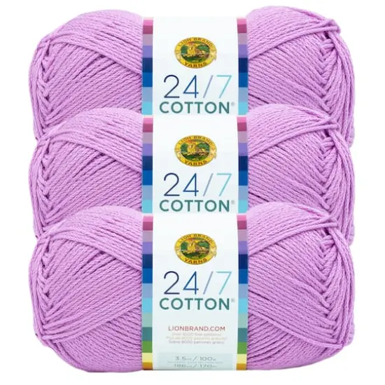 3 Pack Lion Brand&reg; 24/7 Cotton&reg; Yarn Orchid {1}