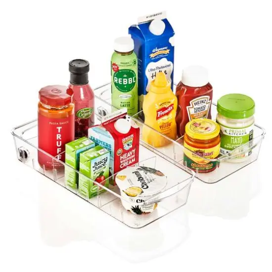 Sorbus Medium Clear Organizing Bins on Wheels with Removable Dividers, 2ct. {1}