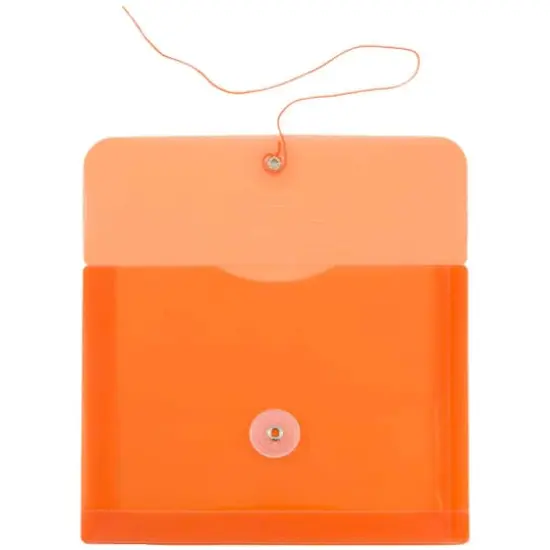 JAM Paper 5.5" x 7.5" Button & String Tie Closure Plastic Envelopes, 12ct. Orange {4}