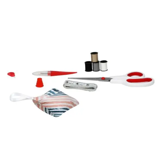 SINGER&reg; Large Teal Zig Zag Print Premium Sewing Basket with Sew Kit {4}