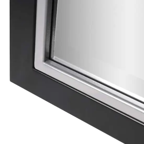 Head West Metal Framed Beveled Edge Rectangular Vanity Wall Mirror Brushed Black and Chrome {6}