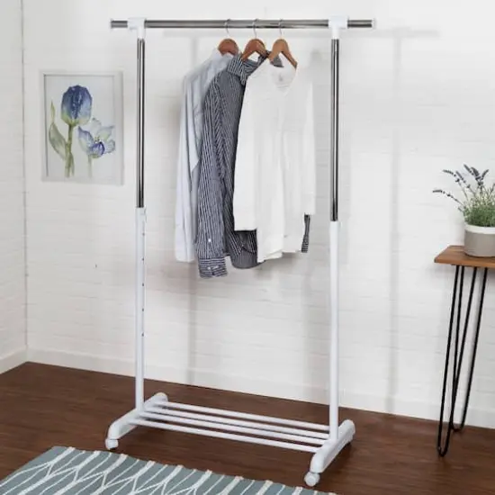 Honey Can Do Chrome & White Garment Rack {1}