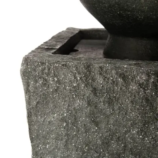 Glitzhome&reg; 32" Polyresin Rippling Floating Sphere Outdoor Fountain with LED Light {7}