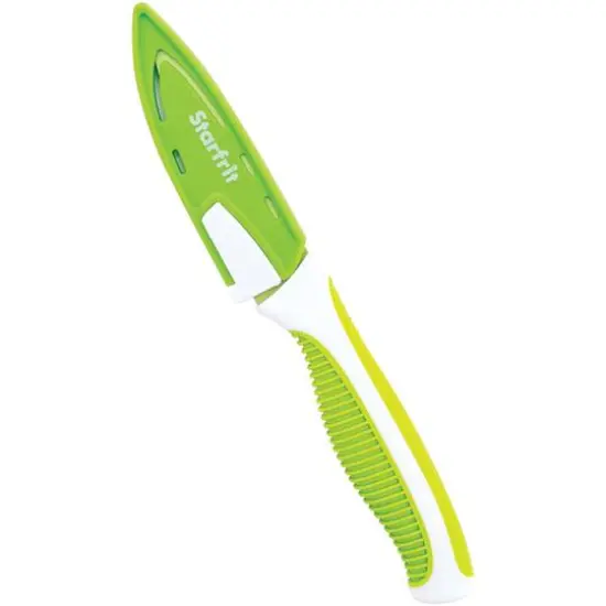 Starfrit 3.5" Green Paring Knife with Integrated Sharpening Sheath {1}