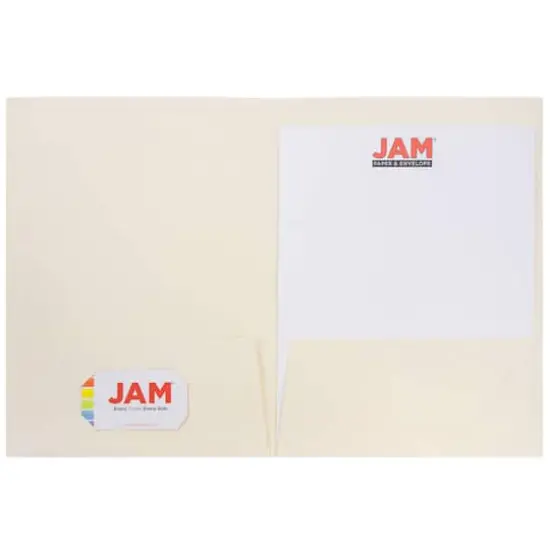 JAM Paper 2-Pocket Textured Linen Business Folders, 100ct. Ivory {5}
