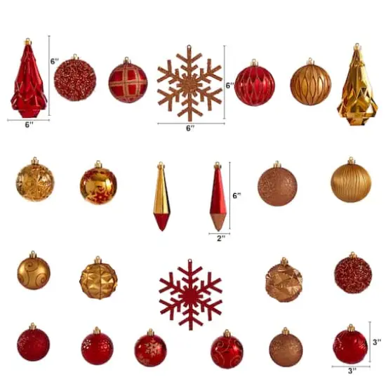 52ct. 6" Red & Gold Shatterproof Ornament Set {3}