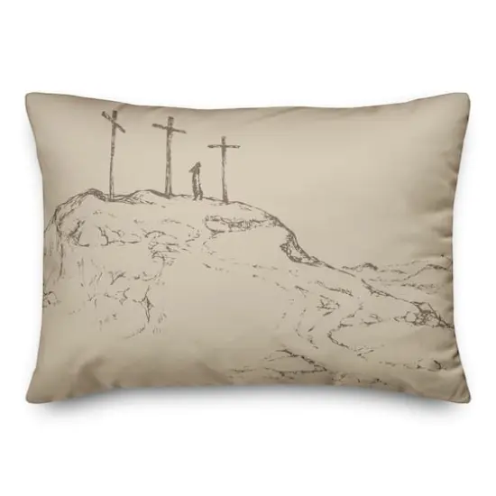 Crosses On Hill Pillow 14" x 20" Throw Pillow {3}